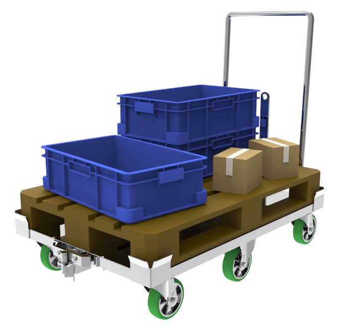 Rollcontainer FLAT 600 MULTI– Platformă logistică cu 6 roți pentru transport stabil și tractabil Rollcontainer FLAT 600 MULTI– Platformă logistică cu 6 roți pentru transport stabil și tractabil