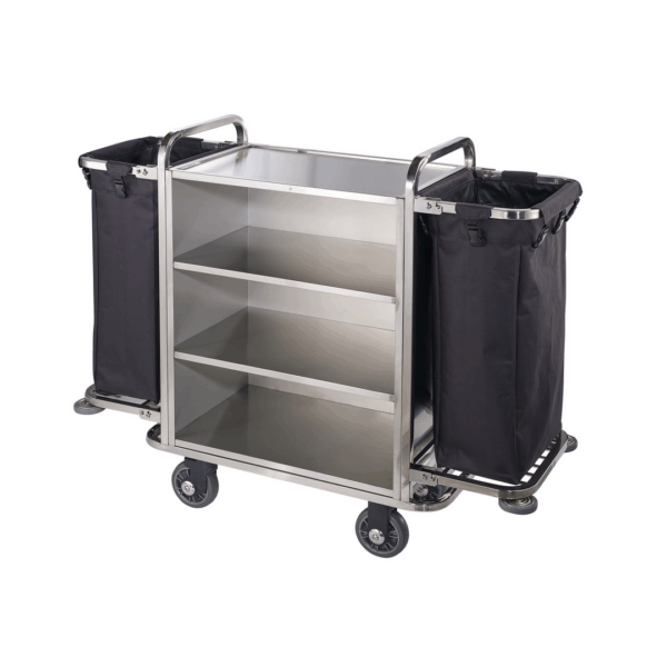 Cărucior hotelier pentru cameristă din INOX premium – PRH-C-7SB2023, 143,5 x 49 x 120 cm